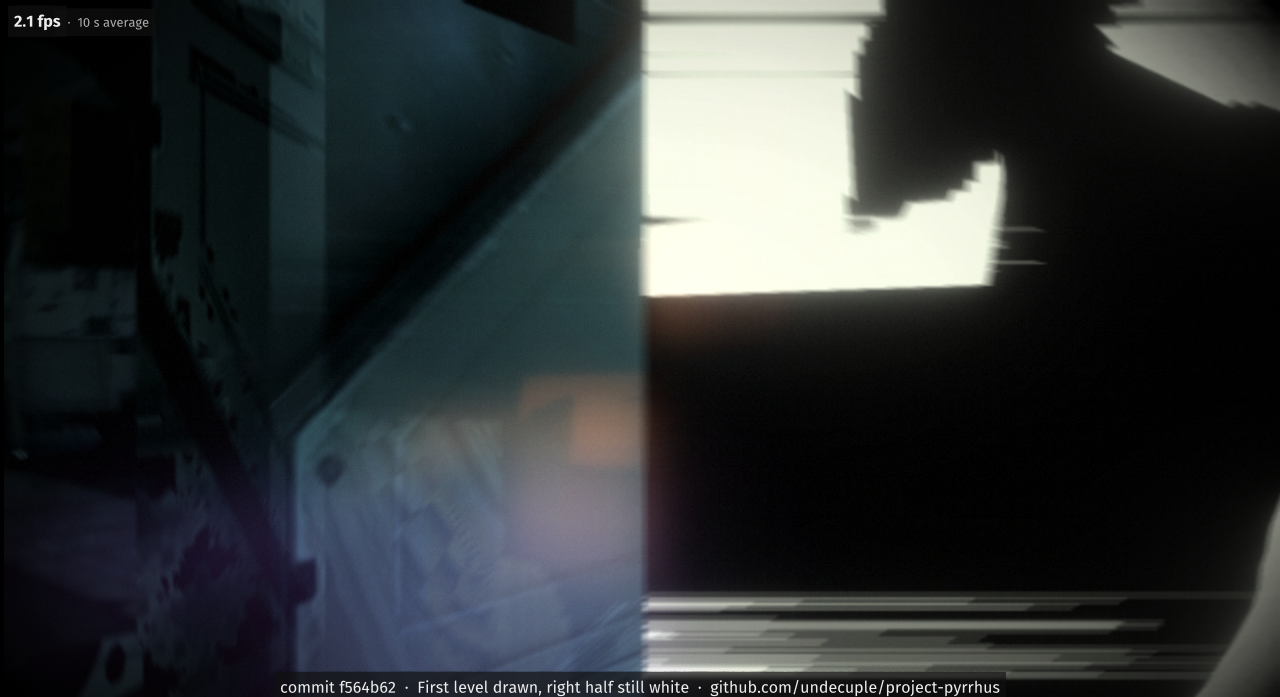 The first level's first recognisable picture, before the fixes to its antialiased surfaces